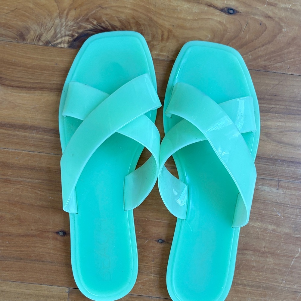 Mint Green Slide Sandals